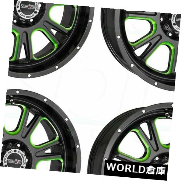 海外輸入ホイール 17x8.5 Vision 399 Fury 5x5 / 5x127 0ブラックグリーンティントホイールリムセット（4） 17x8.5 Vision 399 Fury 5x5/5x127 0 Black Green Tint Wheels Rims Set(4) 【並行輸入品】