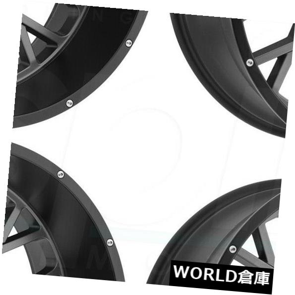海外輸入ホイール 18x9 Vision 412ロッカー5x5 / 5x127 -12ガンメタルブラックリップホイールリムセット（4） 18x9 Vision 412 Rocker 5x5/5x127 -12 Gunmetal Black Lip Wheels Rims Set(4) 【並行輸入品】