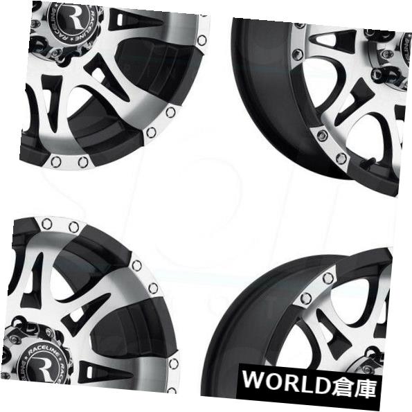 海外輸入ホイール 17x9 Raceline 982 Raptor 8x6.5 / 8x165.1 -12機械加工ブラックホイールリムセット（4） 17x9 Raceline 982 Raptor 8x6.5/8x165.1 -12 Machined Black Wheels Rims Set(4) 【並行輸入品】