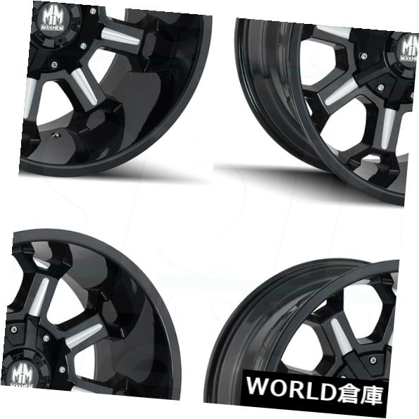 海外輸入ホイール 17x9メイヘムコンバット6x135 / 6x5.5 -12グロスブラックミルドホイールリムセット（4） 17x9 Mayhem Combat 6x135/6x5.5 -12 Gloss Black Milled Wheels Rims Set(4) 【並行輸入品】