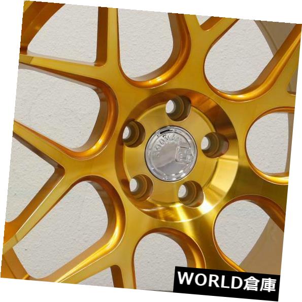海外輸入ホイール 18x8 / 18x9 Aodhan LS002 LS2 5x114.3 35/30ゴールド加工フェイスホイールリムセット（4） 18x8/18x9 Aodhan LS002 LS2 5x114.3 35/30 Gold Machined Face Wheels Rims Set(4) 【並行輸入品】