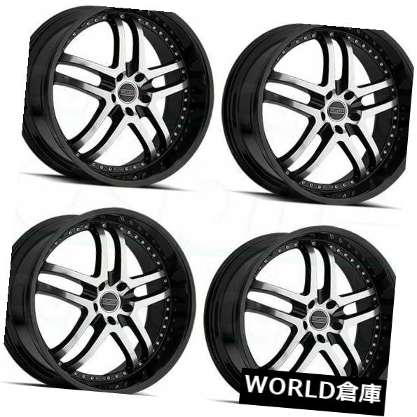 海外輸入ホイール 20x9 / 20x10.5 Milanni 9012 Kapri 5x112 32/30ブラックマシニングホイールリムセット（4） 20x9/20x10.5 Milanni 9012 Kapri 5x112 32/30 Black Machined Wheels Rims Set(4) 【並行輸入品】｜カスタムパーツ WORLD倉庫