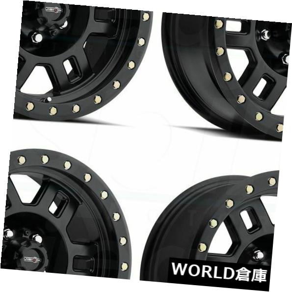 海外輸入ホイール 16x8 Vision 398 Manx 6x5.5 / 6x139.7 0マットブラックホイールリムセット(4) 16x8 Vision 398 Manx 6x5.5/6x139.7 0 Matte Black Wheels Rims Set(4) 【並行輸入品】