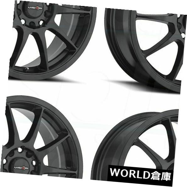 海外輸入ホイール 17x7 Vision 425 Bane 5x100 / 5x114.3 38マットブラックホイールリムセット（4） 17x7 Vision 425 Bane 5x100/5x114.3 38 Matte Black Wheels Rims Set(4) 【並行輸入品】