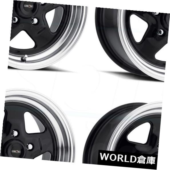 海外輸入ホイール 15x8 / 15x10 Vision 521 Nitro 5x114.3 27/25ブラックポリッシュリップホイールリムセット(4) 15x8/15x10 Vision 521 Nitro 5x114.3 27/25 Black Polished Lip Wheels Rims Set(4) 【並行輸入品】