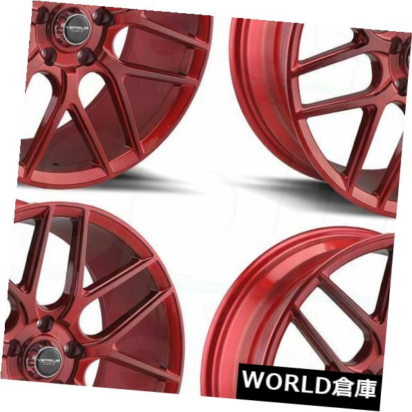 海外輸入ホイール 17x7.5 vs VS10 5x100 / 5x114.3 35レッドホイールリムセット（4） 17x7.5 Versus VS10 5x100/5x114.3 35 Red Wheels Rims Set(4) 【並行輸入品】