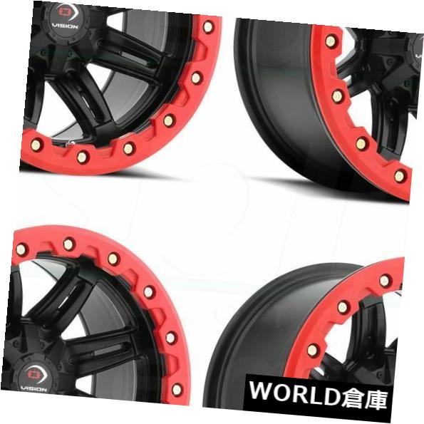 海外輸入ホイール 14x7 / 14x10 Vision ATV 551 Five Fifty One 4x115 3/0 Matte Black Red Wheels Set（4） 14x7/14x10 Vision ATV 551 Five Fifty One 4x115 3/0 Matte Black Red Wheels Set(4) 【並行輸入品】