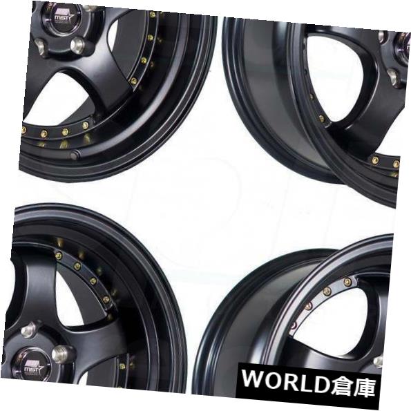 海外輸入ホイール 17x9 MST MT07 5x114.3 20マットブラックゴールドリベットホイールリムセット（4） 17x9 MST MT07 5x114.3 20 Matte Black Gold Rivet Wheels Rims Set(4) 【並行輸入品】
