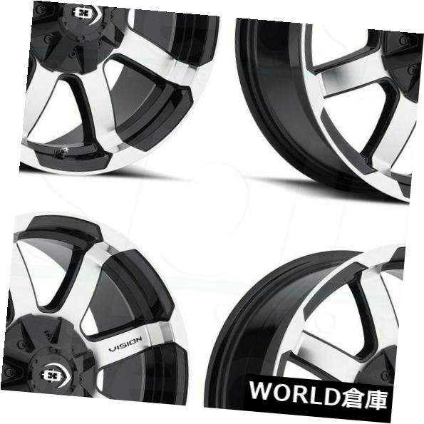 海外輸入ホイール 17x8.5 Vision 413 Valor 5x114.3 / 5x5 18ブラックマシンドホイールリムセット（4） 17x8.5 Vision 413 Valor 5x114.3/5x5 18 Black Machined Wheels Rims Set(4) 【並行輸入品】