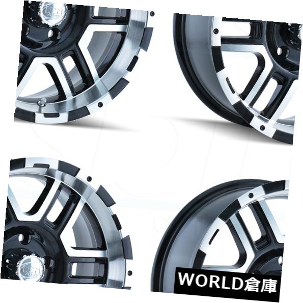 海外輸入ホイール 17x9イオン179 5x135 0ブラックマシンホイールリムセット（4） 17x9 Ion 179 5x135 0 Black Machined Wheels Rims Set(4) 【並行輸入品】