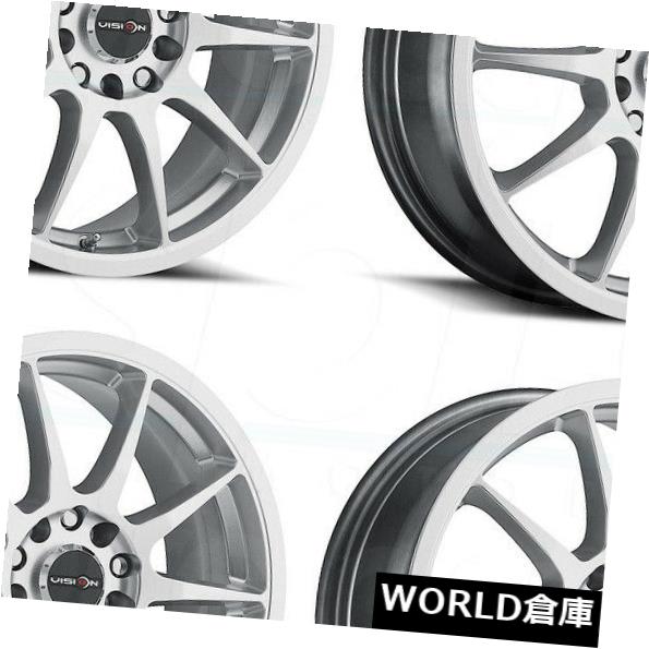 海外輸入ホイール 16x7 Rims Vision タイヤ ホイール 425 ホイール Bane タイヤ ホイール 4x100 再入荷 4x100 4x108 4x108 42ハイパーシルバーホイールリムセット 4 16x7 Vision 425 Bane 4x100 4x108 42 Hyper Silver Wheels Rims Set 4 World倉庫