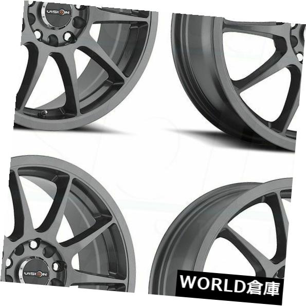 海外輸入ホイール 15x6.5 Vision 425 Bane 4x100 / 4x114.3 38 Gunmetal Wheels Rims Set（4） 15x6.5 Vision 425 Bane 4x100/4x114.3 38 Gunmetal Wheels Rims Set(4) 【並行輸入品】
