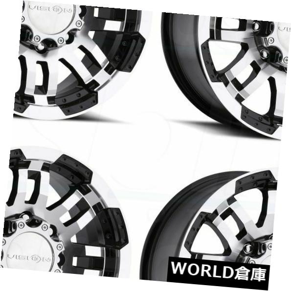 海外輸入ホイール 15x7.5 Vision 375 Warrior 5x4.75 -12ブラックマシニングホイールリムセット（4） 15x7.5 Vision 375 Warrior 5x4.75 -12 Black Machined Wheels Rims Set(4) 【並行輸入品】