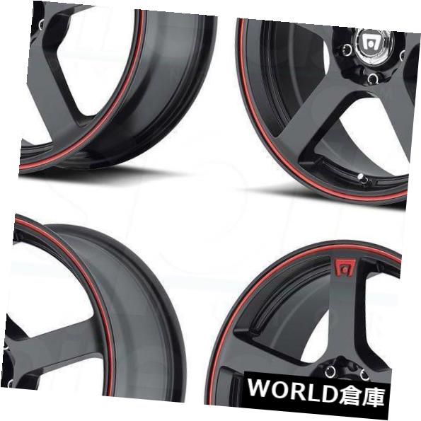 海外輸入ホイール 15x6.5 Motegi MR116 5x100 / 5x114.3 40ブラックレッドホイールリムセット（4） 15x6.5 Motegi MR116 5x100/5x114.3 40 Black Red Wheels Rims Set(4) 【並行輸入品】｜カスタムパーツ WORLD倉庫