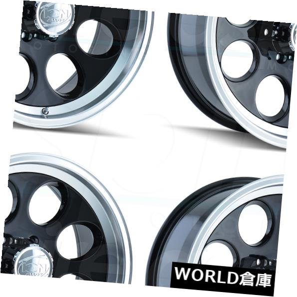 海外輸入ホイール 15x8イオン171 6x4.5 / 6x114.3 -27ブラックマシンドリップホイールリムセット（4） 15x8 Ion 171 6x4.5/6x114.3 -27 Black Machined Lip Wheels Rims Set(4) 【並行輸入品】