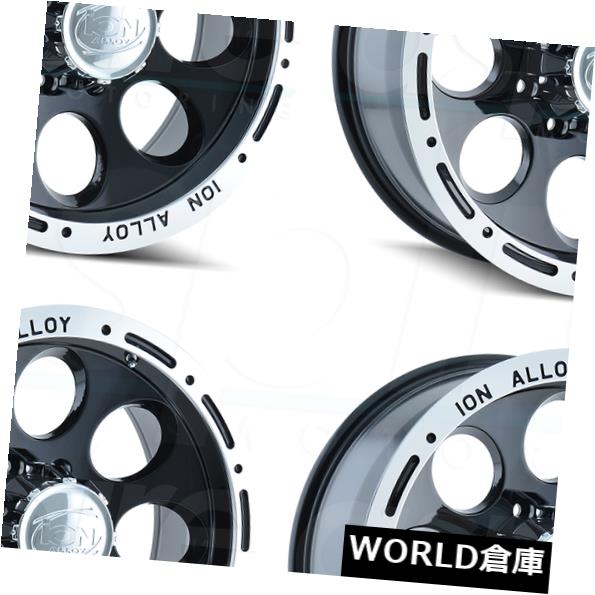 海外輸入ホイール 15x8イオン174 5x5.5 / 5x139.7 -27ブラックマシンドリップホイールリムセット(4) 15x8 Ion 174 5x5.5/5x139.7 -27 Black Machined Lip Wheels Rims Set(4) 【並行輸入品】