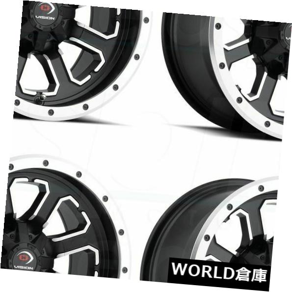 海外輸入ホイール 14x8 Vision ATV 548 Commander 4x156 -10ブラックマシンホイールリムセット 14x8 Vision ATV 548 Commander 4x156 -10 Black Machined Wheels Rims Set(4) 【並行輸入品】