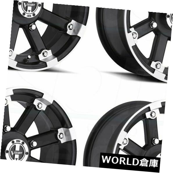 海外輸入ホイール 12x8 Vision ATV 393ロックアウト5x114.3 -10ブラックマシンドホイールリムセット(4) 12x8 Vision ATV 393 Lockout 5x114.3 -10 Black Machined Wheels Rims Set(4) 【並行輸入品】