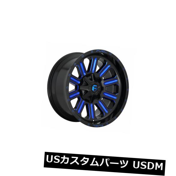 海外輸入ホイール 4個の22x12燃料D646ハードラインET -44ブラックブルー8x180ホイールリムのセット Set of 4 22x12 Fuel D646 Hardline ET -44 Black Blue 8x180 Wheels Rims 【並行輸入品】