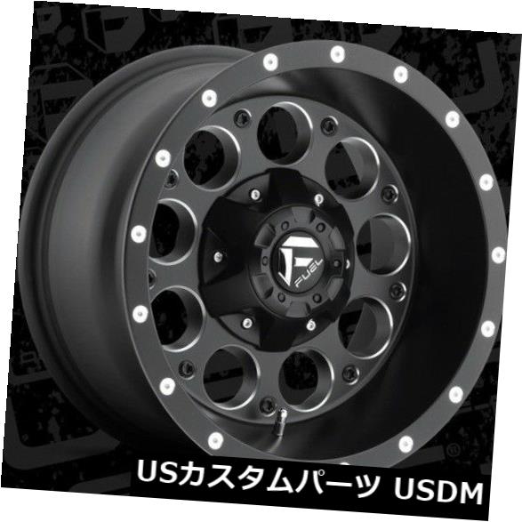 海外輸入ホイール Fuel Revolver D525 15x8 6x5.5 ET-18ブラックリム（4個セット） Fuel Revolver D525 15x8 6x5.5 ET-18 Black Rims (Set of 4) 【並行輸入品】
