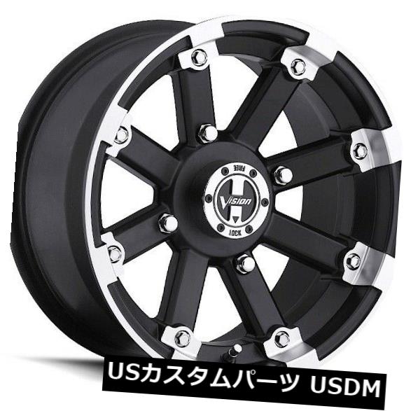 海外輸入ホイール 14X8 Vision 393ロックアウト4x136 ET-10.2マットブラックマシニングリップホイール（4個セット） 14X8 Vision 393 Lockout 4x136 ET-10.2 Matte Black Machined Lip Wheels (Set of 4) 【並行輸入品】｜カスタムパーツ WORLD倉庫