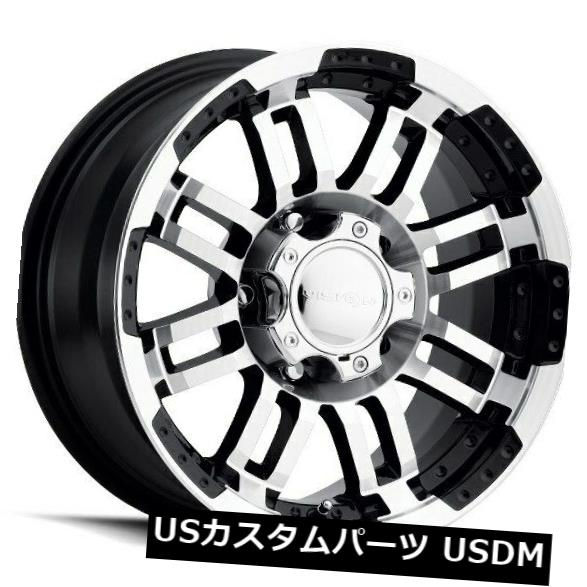 海外輸入ホイール 15X7.5 Vision 375 Warrior 5x114.3 ET-12ブラックマシニングホイール（4個セット） 15X7.5 Vision 375 Warrior 5x114.3 ET-12 Black Machined Wheels (Set of 4) 【並行輸入品】