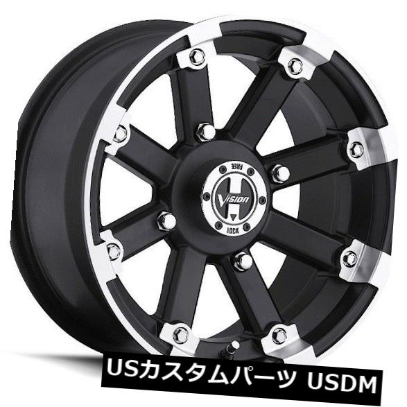 海外輸入ホイール 14X7 Vision 393ロックアウト5x114.3 ET2.5マットブラックマシンドリップホイール（4個セット） 14X7 Vision 393 Lockout 5x114.3 ET2.5 Matte Black Machined Lip Wheels (Set of 4) 【並行輸入品】