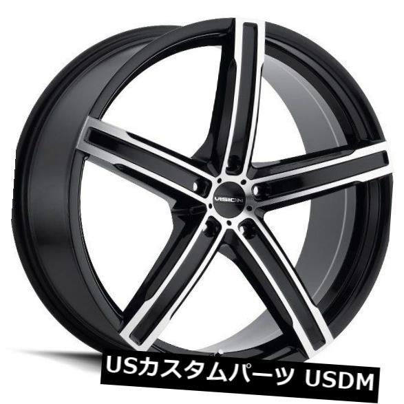 海外輸入ホイール 18X8 Vision 469 Boost 5x114.3 ET38ブラックミラー加工フェイスホイール（4個セット） 18X8 Vision 469 Boost 5x114.3 ET38 Black Mirror Machined Face Wheels (Set of 4) 【並行輸入品】