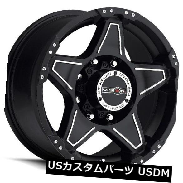 海外輸入ホイール 18X9 Vision 395 Wizard 5x127 ET12 Matte Black機械加工フェイスホイール（4個セット） 18X9 Vision 395 Wizard 5x127 ET12 Matte Black Machined Face Wheels (Set of 4) 【並行輸入品】