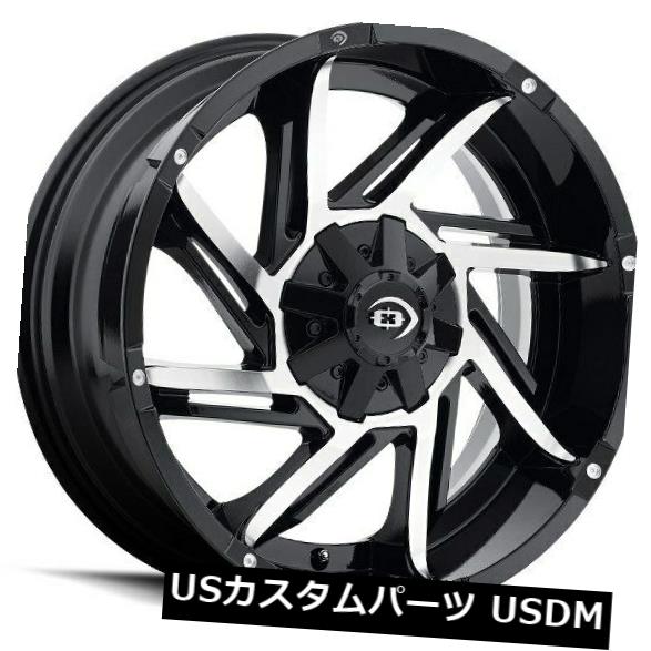 海外輸入ホイール 20X9 Vision 422 Prowler 8x180 ET12グロスブラックマシンドフェイスホイール（4個セット） 20X9 Vision 422 Prowler 8x180 ET12 Gloss Black Machined Face Wheels (Set of 4) 【並行輸入品】