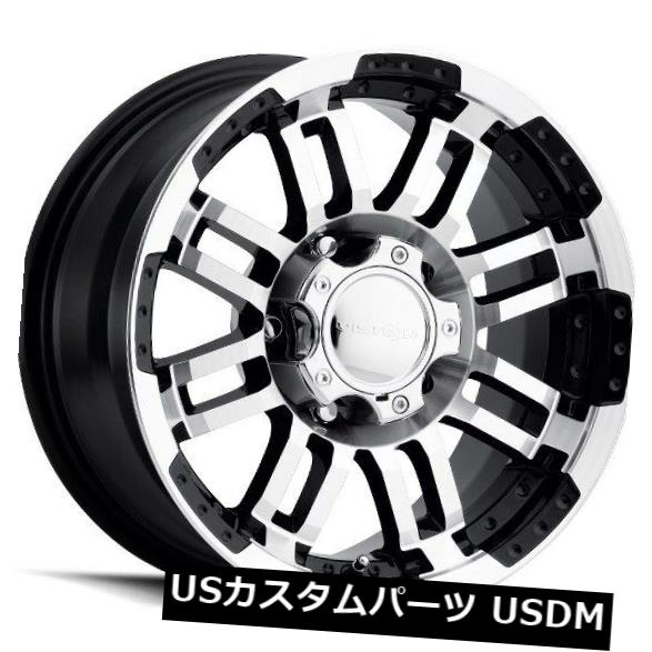 海外輸入ホイール 16X6.5 Vision 375 Warrior 6x130 ET45 Gloss Black機械加工フェイスホイール（4個セット） 16X6.5 Vision 375 Warrior 6x130 ET45 Gloss Black Machined Face Wheels (Set of 4) 【並行輸入品】