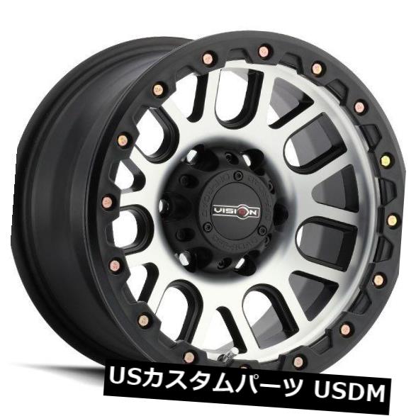 海外輸入ホイール 17X9 Vision 111 Nemesis 8x165.1 ET-12ブラックマシニングフェイスホイール（4個セット） 17X9 Vision 111 Nemesis 8x165.1 ET-12 Black Machined Face Wheels (Set of 4) 【並行輸入品】