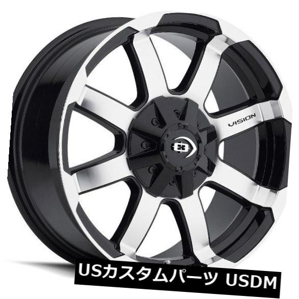 海外輸入ホイール 18X8.5 Vision 413 Valor 8x165.1 ET18グロスブラック機械加工フェイスホイール（4個セット） 18X8.5 Vision 413 Valor 8x165.1 ET18 Gloss Black Machined Face Wheels (Set of 4) 【並行輸入品】