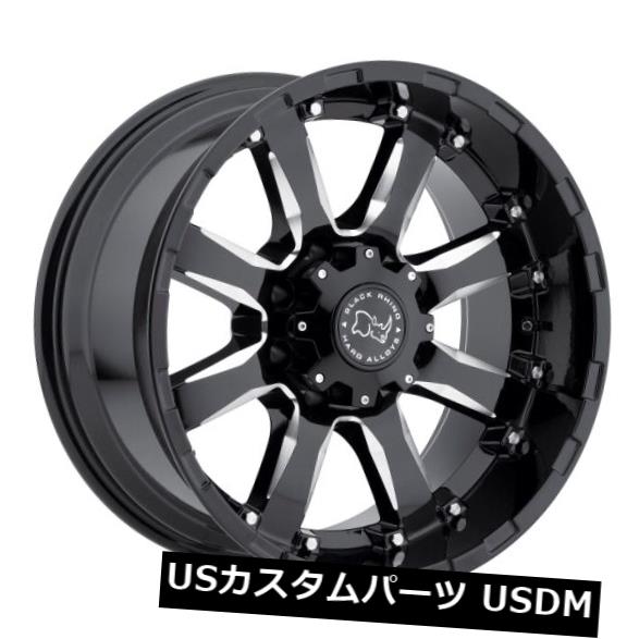 海外輸入ホイール 18x9ブラックRhino Sierra 8x165 ET-12グロスブラックホイール（4個セット） 18x9 Black Rhino Sierra 8x165 ET-12 Gloss Black Wheels (Set of 4) 【並行輸入品】