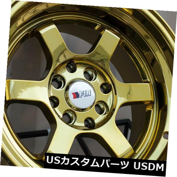 海外輸入ホイール F1R F05 15x8 4x100 / 114.3 Et0ゴールドクロームホイールセット4 F1R F05 15x8 4x100/114.3 Et0 Gold Chrome Wheels set of 4 【並行輸入品】｜カスタムパーツ WORLD倉庫