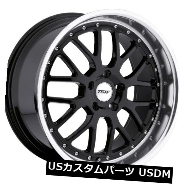 海外輸入ホイール 17x8 TSWバレンシア5x120リム+20ブラックホイール（4個セット） 17x8 TSW Valencia 5x120 Rims +20 Black Wheels (Set of 4) 【並行輸入品】