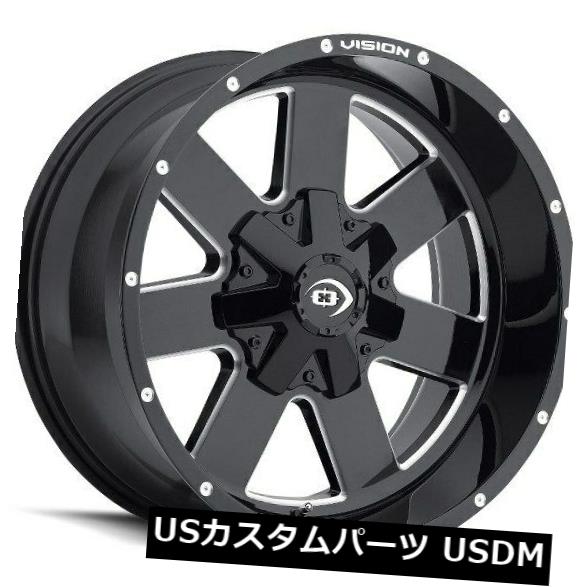 海外輸入ホイール 20X10 Vision 411 Arc 8x170 ET-25グロスブラックミルドスポークホイール（4個セット） 20X10 Vision 411 Arc 8x170 ET-25 Gloss Black Milled Spoke Wheels (Set of 4) 【並行輸入品】