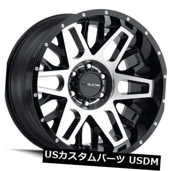 海外輸入ホイール 20X10 Vision 388 Shadow 5x139.7 ET-25ブラックマシニングフェイスホイール（4個セット） 20X10 Vision 388 Shadow 5x139.7 ET-25 Black Machined Face Wheels (Set of 4) 【並行輸入品】