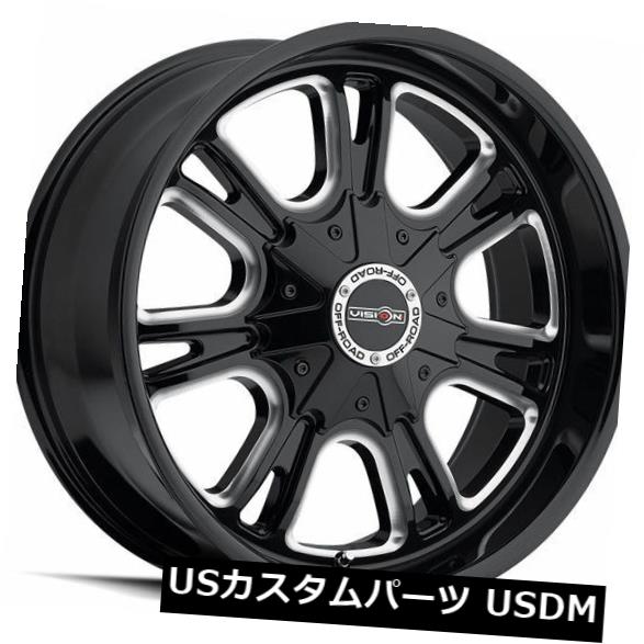 海外輸入ホイール 20X9 Vision 3992 Storm 8x180 ET0マットブラックミルドスポークホイール（4個セット） 20X9 Vision 3992 Storm 8x180 ET0 Matte Black Milled Spoke Wheels (Set of 4) 【並行輸入品】