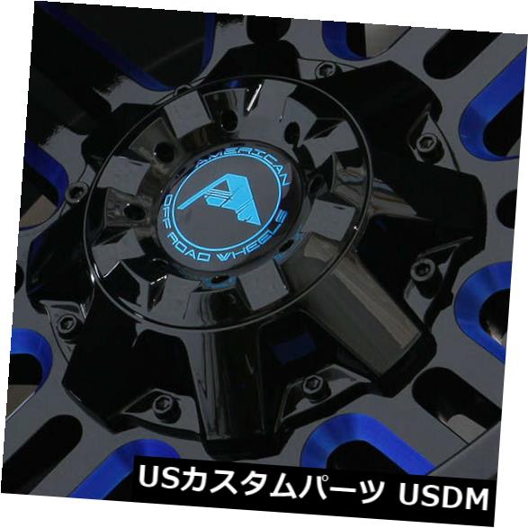海外輸入ホイール 20x12ブラックミルドブルーホイールアメリカオフロードA106 5x114.3 -44（4個セット） 20x12 Black Milled Blue Wheels American Off-Road A106 5x114.3 -44 (Set of 4) 【並行輸入品】