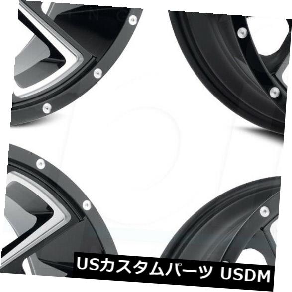 海外輸入ホイール 20x12 Black Milled Wheels Vision 391 Rebel 8x180 -51（4個セット） 20x12 Black Milled Wheels Vision 391 Rebel 8x180 -51 (Set of 4) 【並行輸入品】