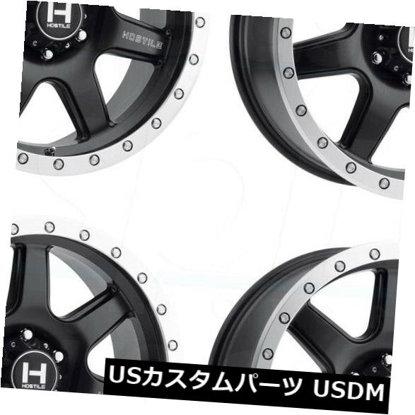 海外輸入ホイール 20x9ブラックミルドホイールHostile H112 Podium 6x5.5 / 6x139.7 12（4個セット） 20x9 Black Milled Wheels Hostile H112 Podium 6x5.5/6x139.7 12 (Set of 4) 【並行輸入品】
