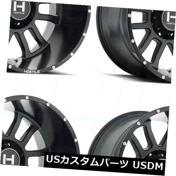 海外輸入ホイール 20x9 Fuel Black Wheels Hostile H107ガントレット8x180 0(4個セット) 20x9 Full Black Wheels Hostile H107 Gaunlet 8x180 0 (Set of 4) 【並行輸入品】