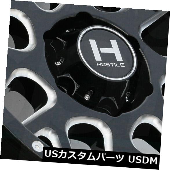海外輸入ホイール 20x9ブラックミルドホイールHostile H108スプロケット8x6.5 / 8x165.1 10（4個セット） 20x9 Black Milled Wheels Hostile H108 Sprocket 8x6.5/8x165.1 10 (Set of 4) 【並行輸入品】