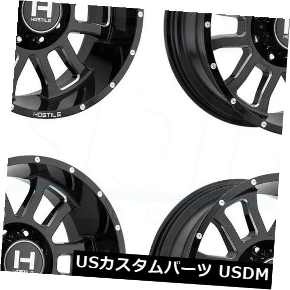 海外輸入ホイール 20x9ブラックミルドホイールHostile H107 Gaunlet 6x5.5 / 6x139.7 10（4個セット） 20x9 Black Milled Wheels Hostile H107 Gaunlet 6x5.5/6x139.7 10 (Set of 4) 【並行輸入品】