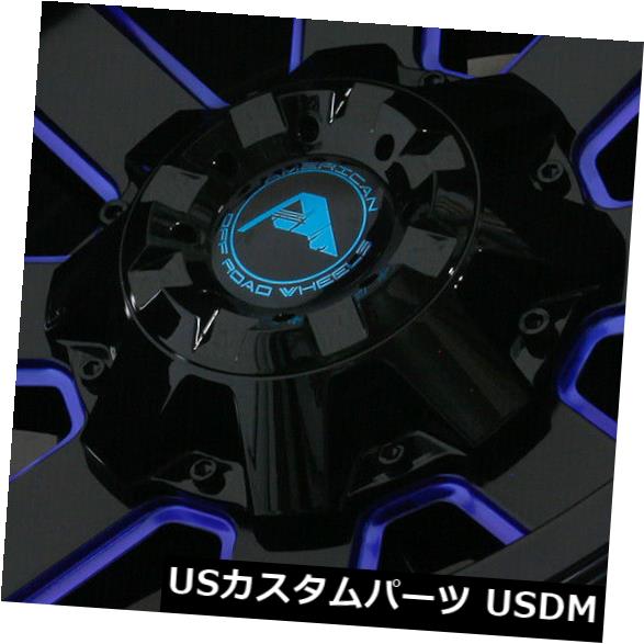 海外輸入ホイール 20x12ブラックミルドブルーホイールアメリカオフロードA108 5x150 -44（4個セット） 20x12 Black Milled Blue Wheels American Off-Road A108 5x150 -44 (Set of 4) 【並行輸入品】
