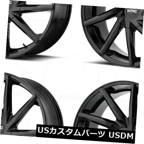 海外輸入ホイール 22x9グロスブラックホイールKMC KM705 6x135 / 6x5.5 15（4個セット） 22x9 Gloss Black Wheels KMC KM705 6x135/6x5.5 15 (Set of 4) 【並行輸入品】