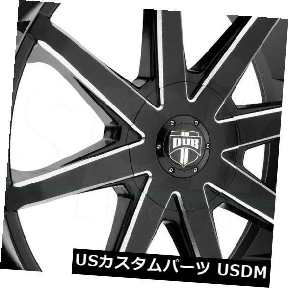 海外輸入ホイール 20x8.5ブラックミルドホイールDUB Push S109 5x4.5 / 5x120 35（4個セット） 20x8.5 Black Milled Wheels DUB Push S109 5x4.5/5x120 35 (Set of 4) 【並行輸入品】