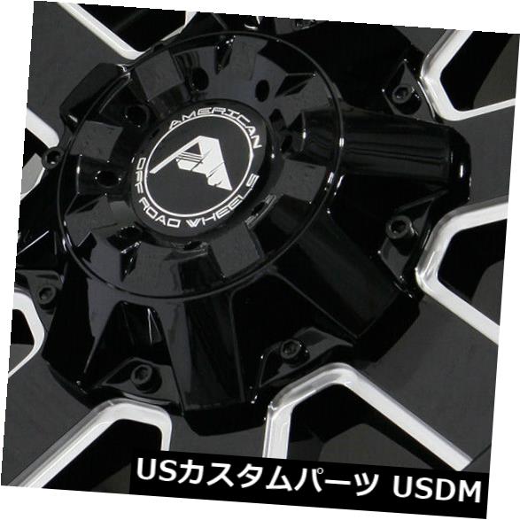 海外輸入ホイール 20x10ブラックミルドホイールアメリカンオフロードA108 5x150 -24（4個セット） 20x10 Black Milled Wheels American Off-Road A108 5x150 -24 (Set of 4) 【並行輸入品】