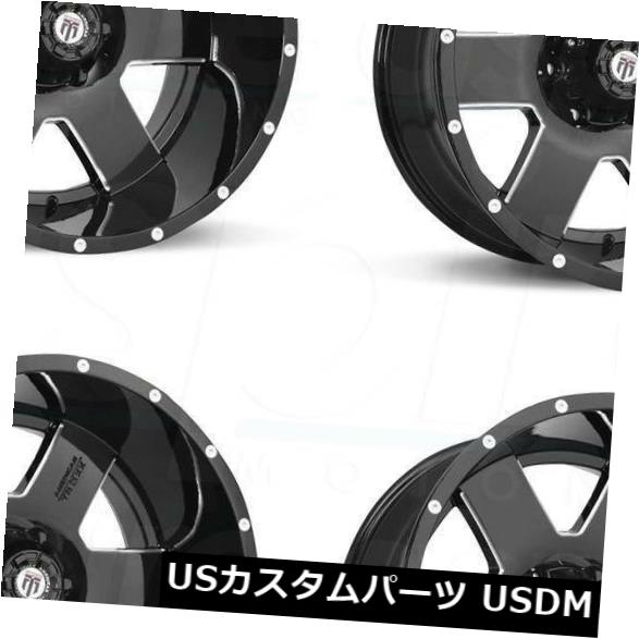海外輸入ホイール 18x9ブラックミルドホイールTruxx AT155 5x150 0（4個セット） 18x9 Black Milled Wheels Truxx AT155 5x150 0 (Set of 4) 【並行輸入品】